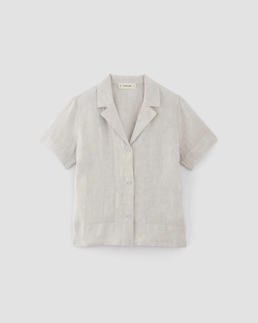 The Notch Shirt in Linen | Stone / White (2)