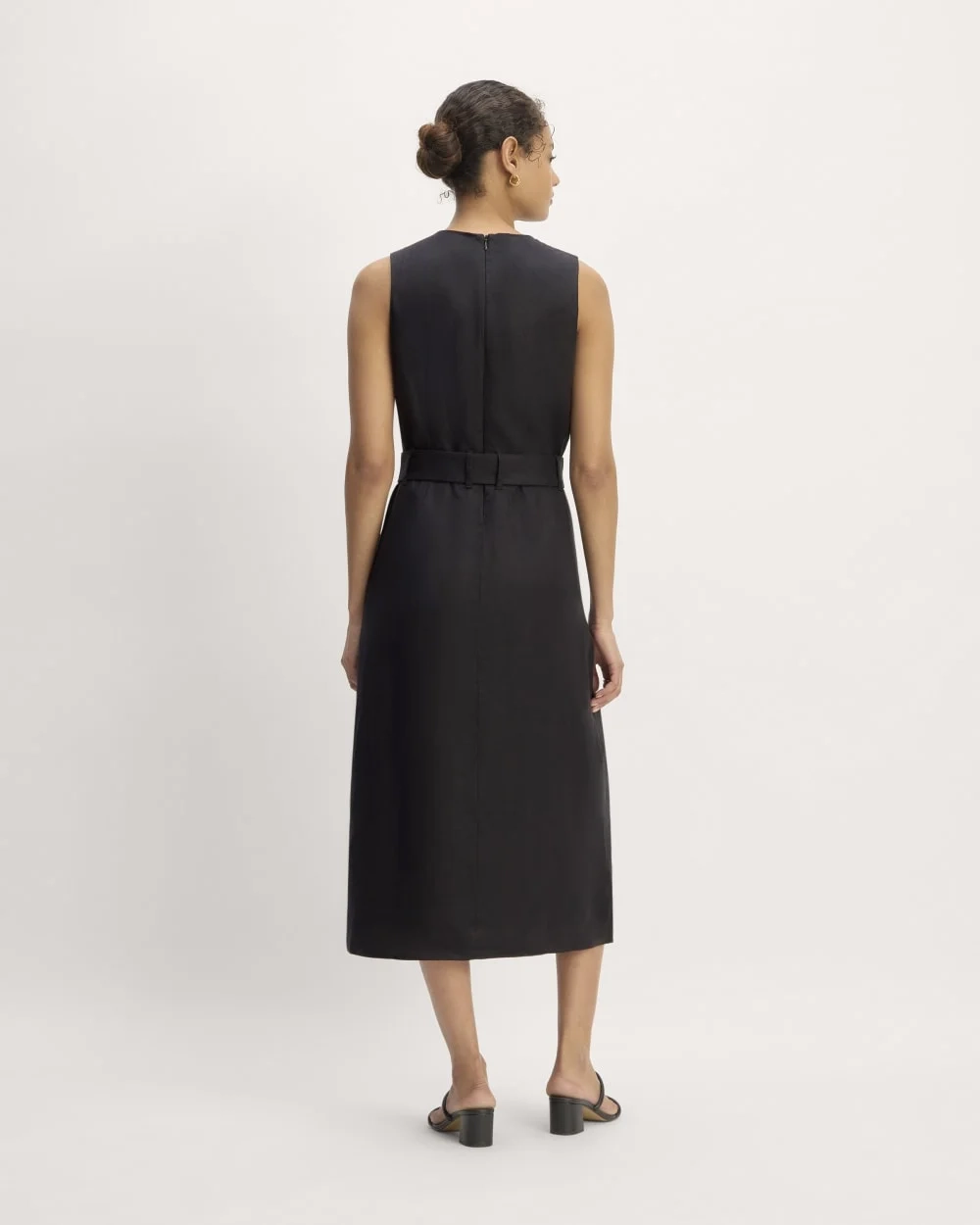 The Linen Belted Midi Dress | Black (2)