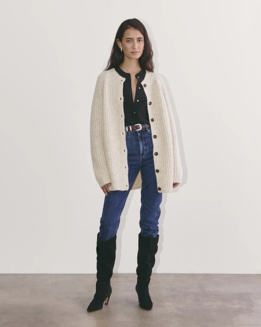 The Fisherman Cardigan in Cloud | Heathered Oat (3)