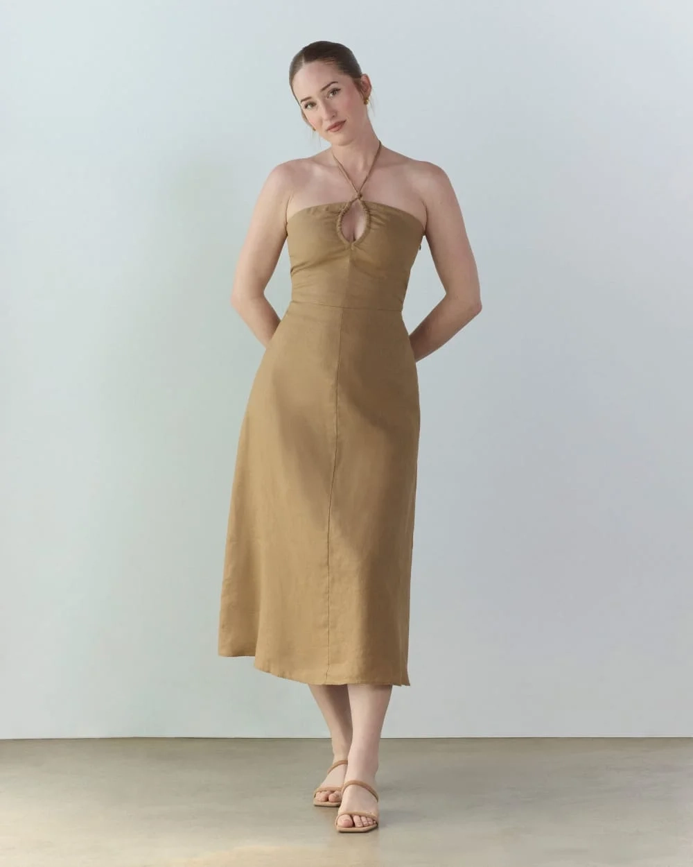 The Linen Halter-Neck Dress | Tiger's Eye (2)