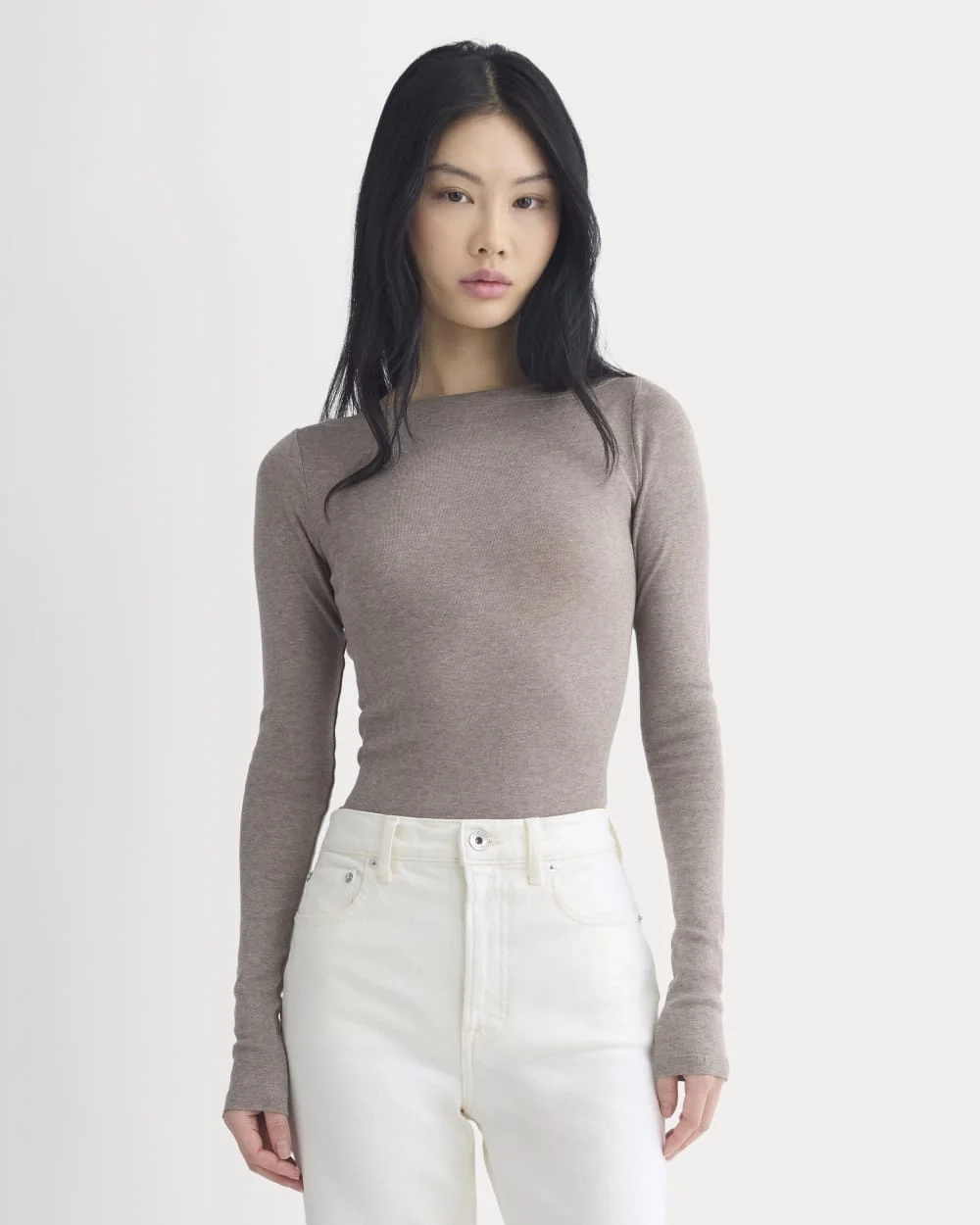 Tissue Boatneck Top | Heathered Chocolate Chip