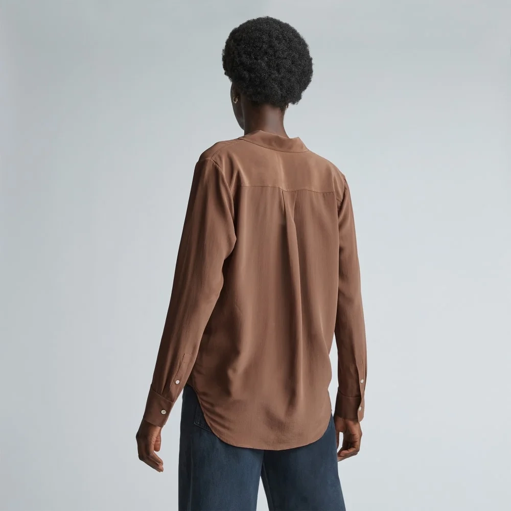The Must-Have Shirt in Washable Silk | Carob Brown (2)