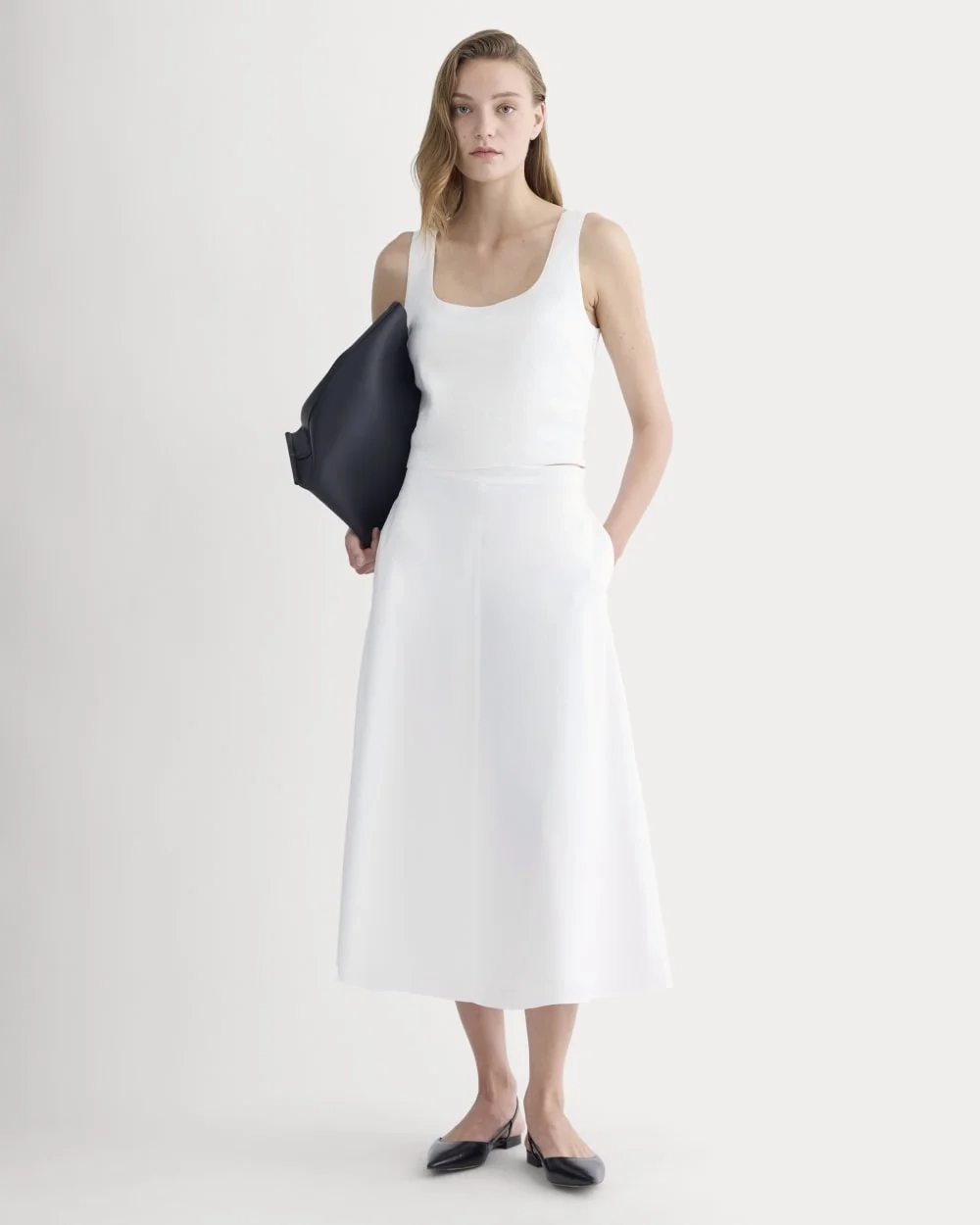 The Square Tank in Stretch Linen | White (3)