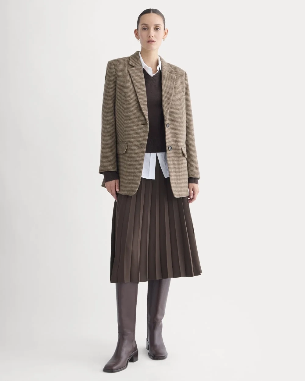 The Oversized Blazer in Wool | Brown Houndstooth (2)