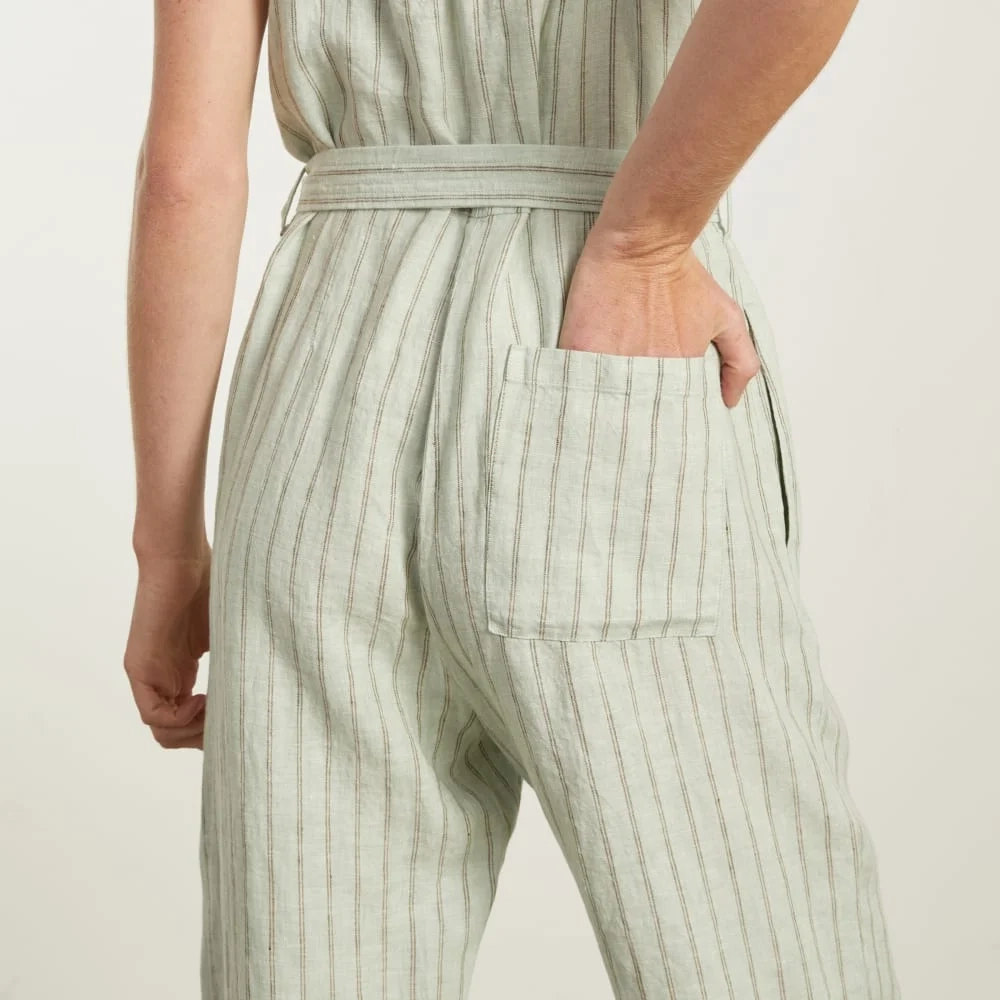 The Linen Jumpsuit | Seafoam Pinstripe (3)