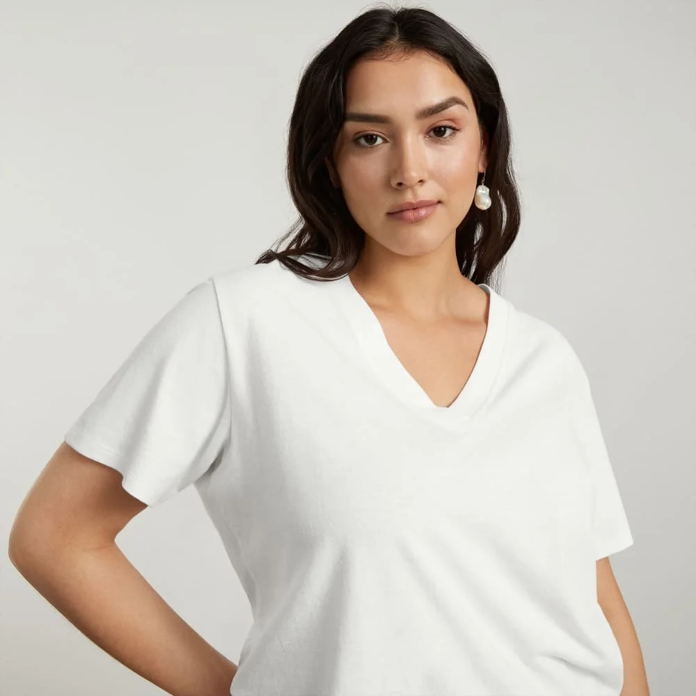 The Vintage V-Neck Hemp Tee | White (3)