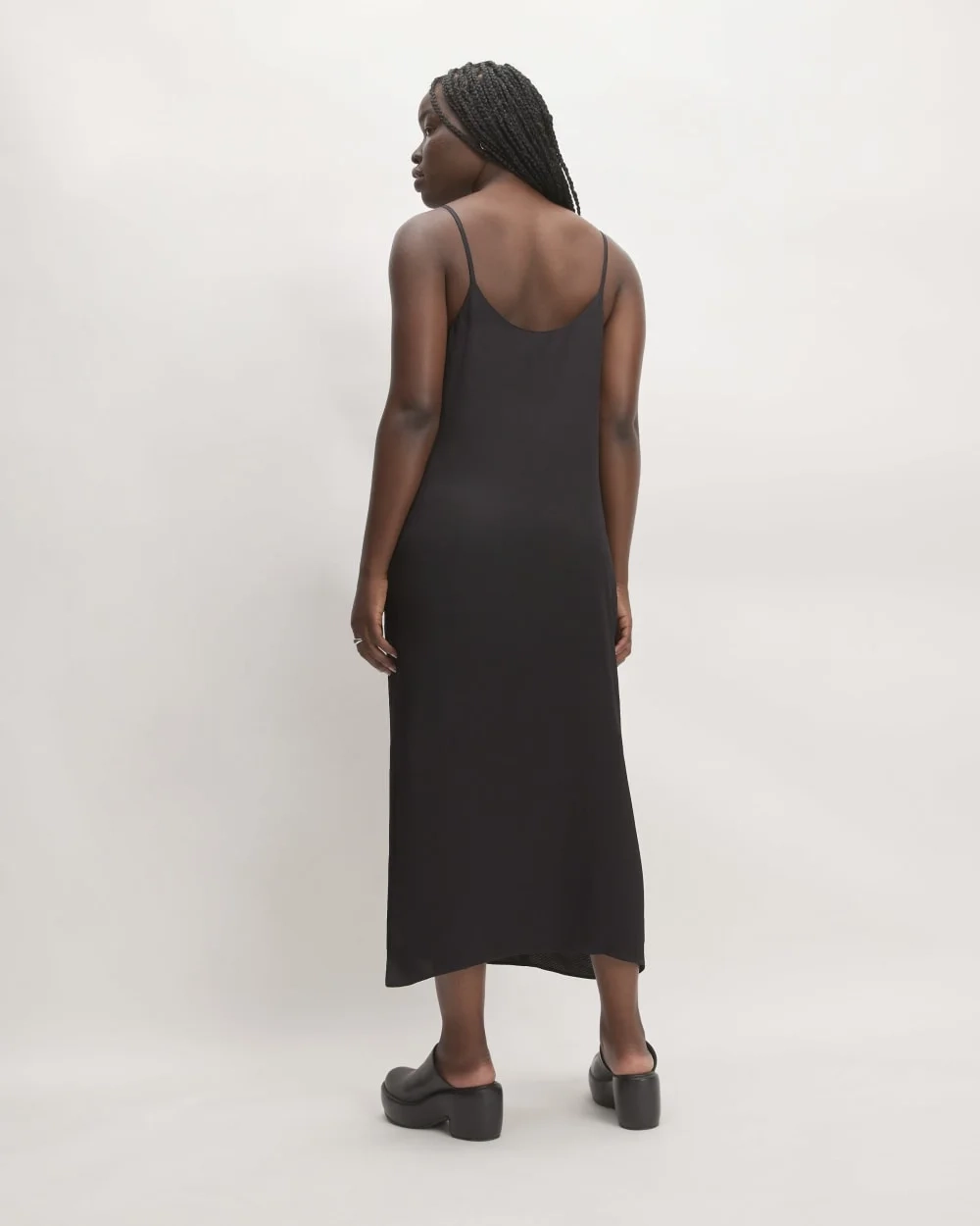 The Hammered Satin Slip Dress | Black (4)