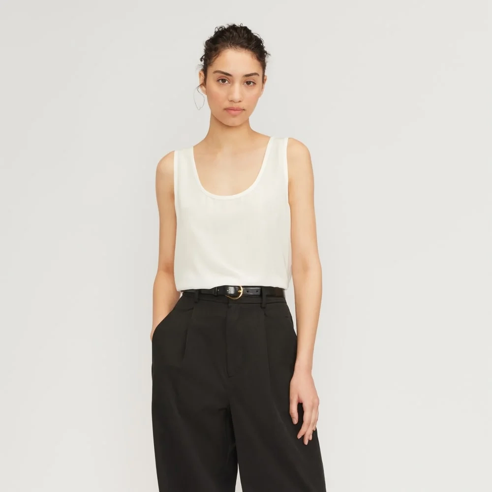The Scoop Tank in Washable Silk | Off-White