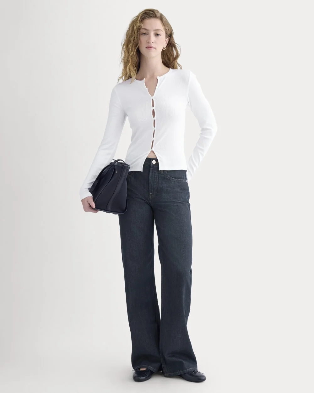 Luxe Rib Button-Up Top | White (3)