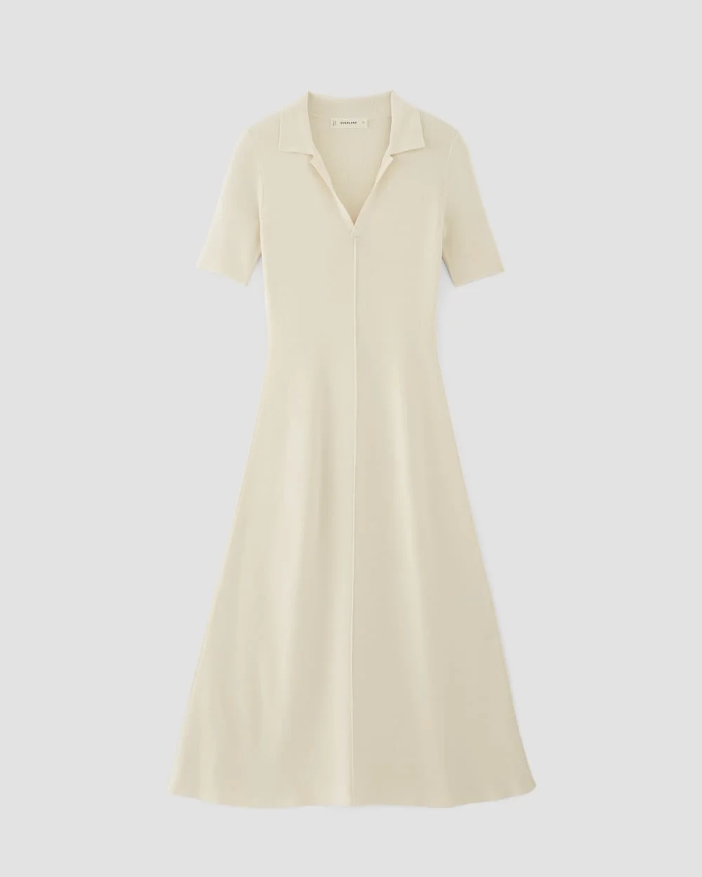 The Viscose Knit Polo Midi Dress | Beige (3)