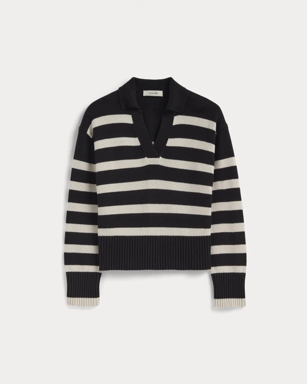 The Boxy Polo in Everyday Cotton | Black / Canvas (2)