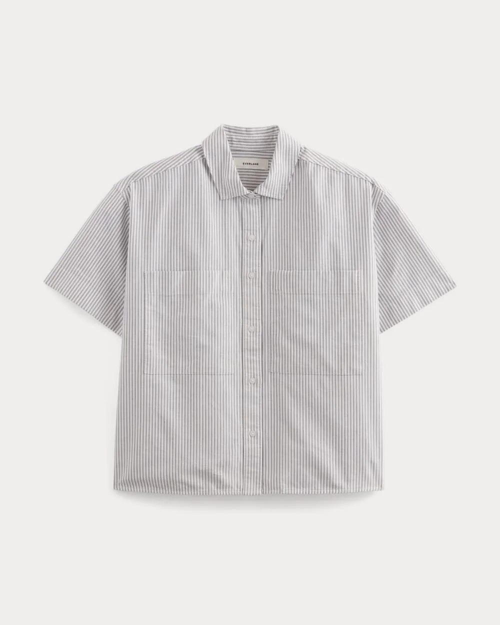 The Short-Sleeve Boxy Oxford | Charcoal / White (2)