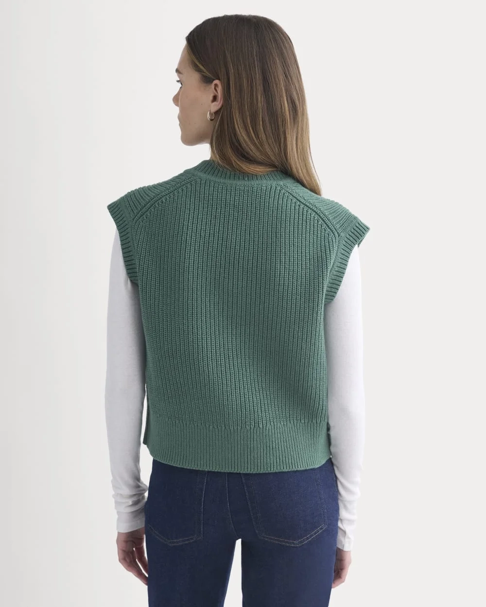 Ribbed V-Neck Vest in Everyday Cotton | Hunter Green (3)