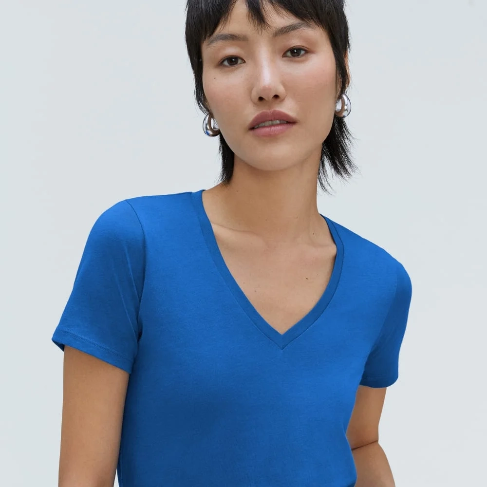 The Organic Cotton V-Neck | Lapis Blue (3)