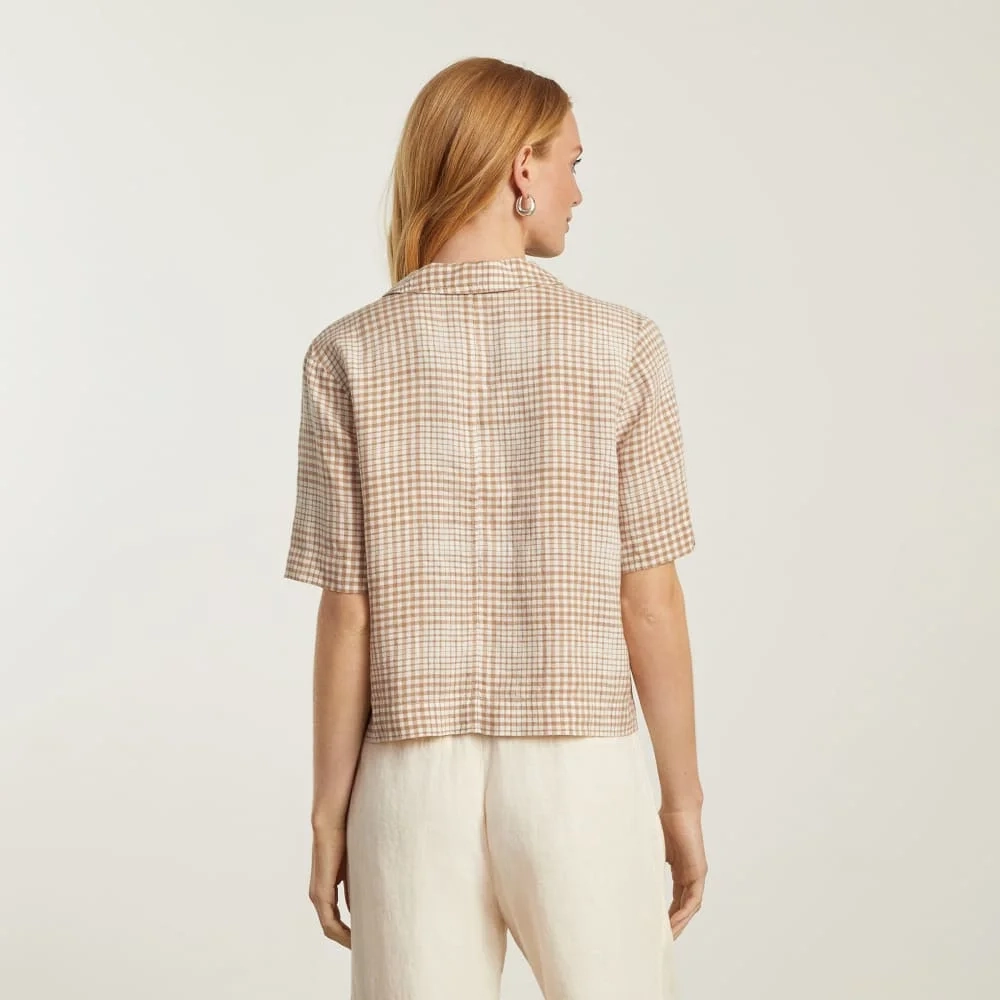 The Linen Workwear Shirt | Iced Coffee Grid (3)