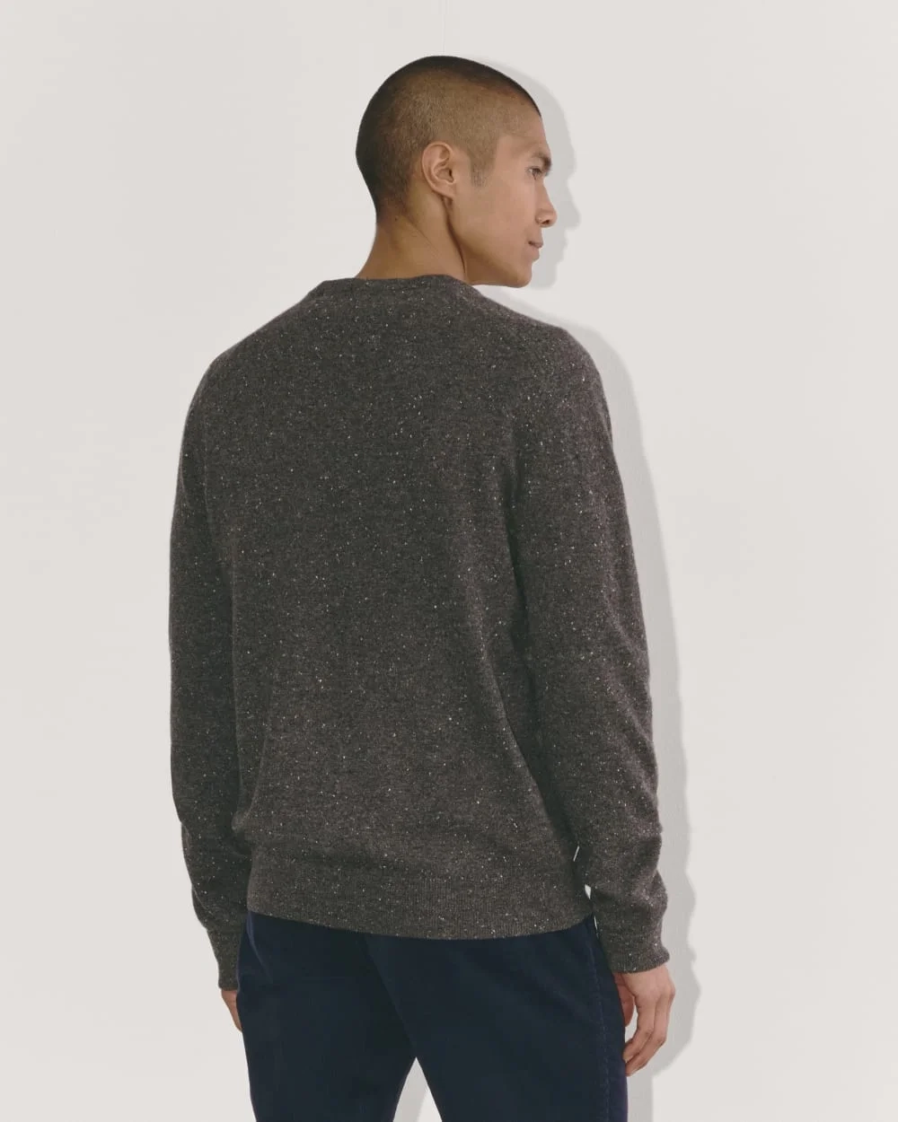 The Cashmere V-Neck Sweater | Grey Donegal (2)