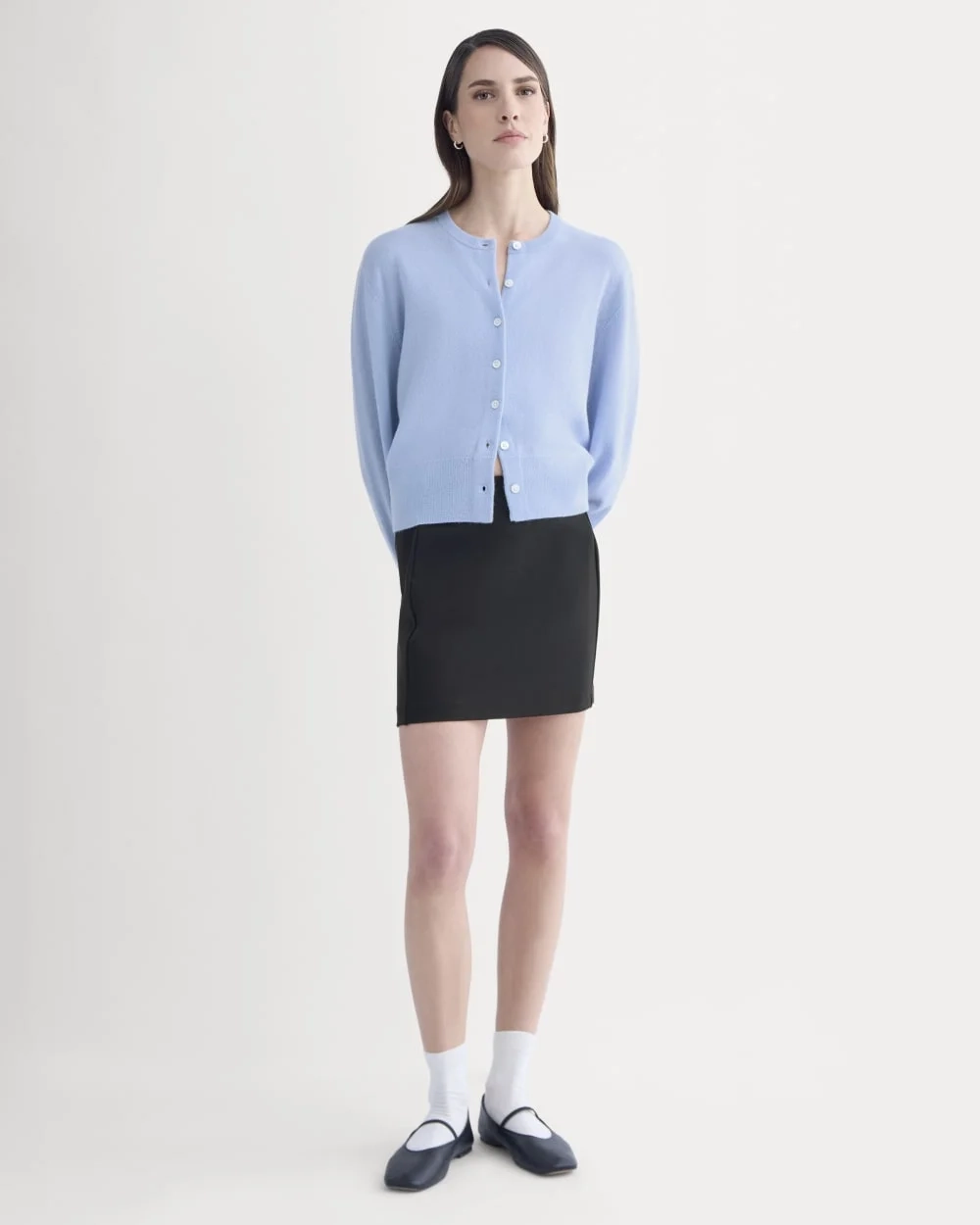Cashmere Cropped Cardigan | Open Air Blue (2)