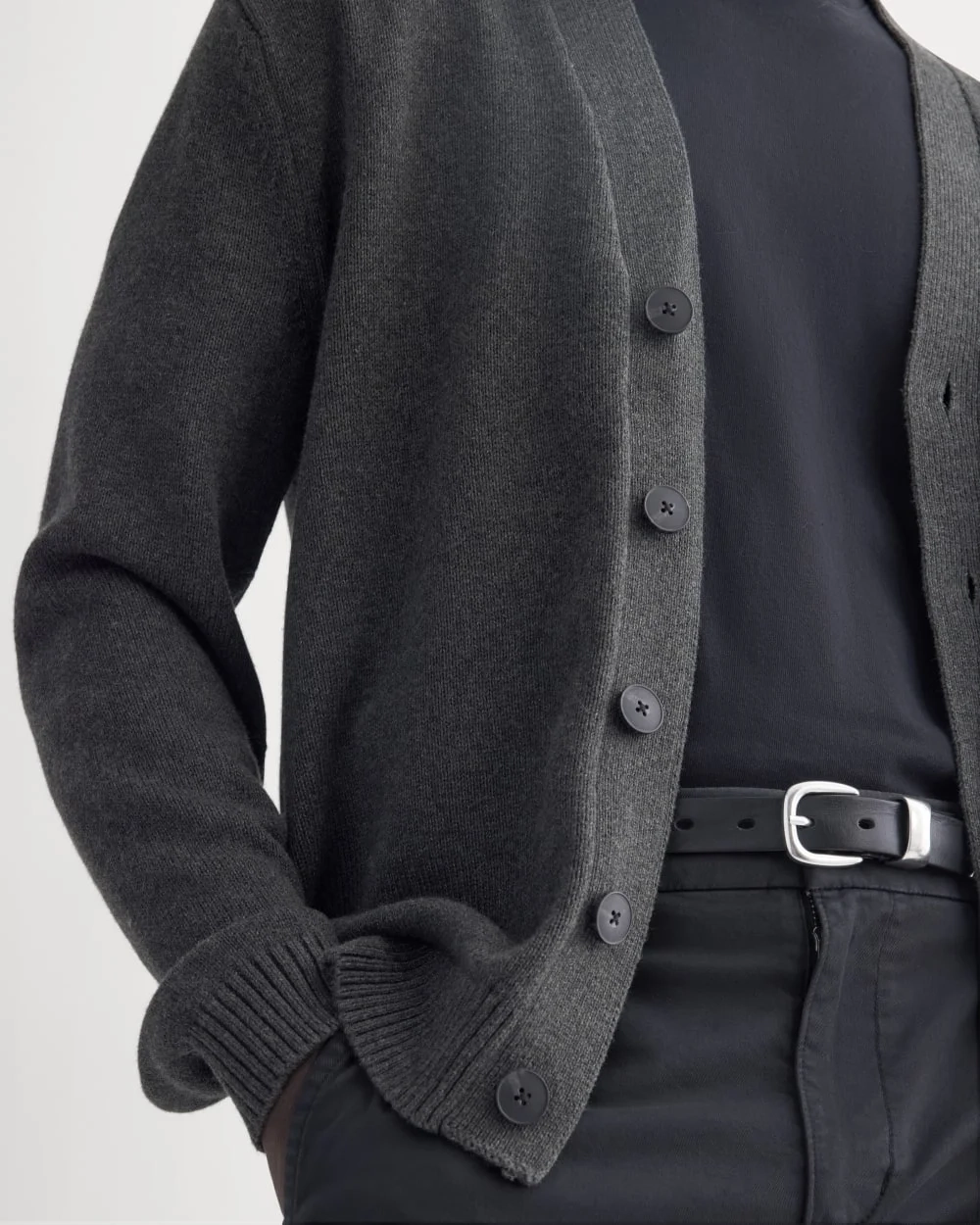 The Classic Cardigan in Everyday Cotton | Heathered Soot (2)