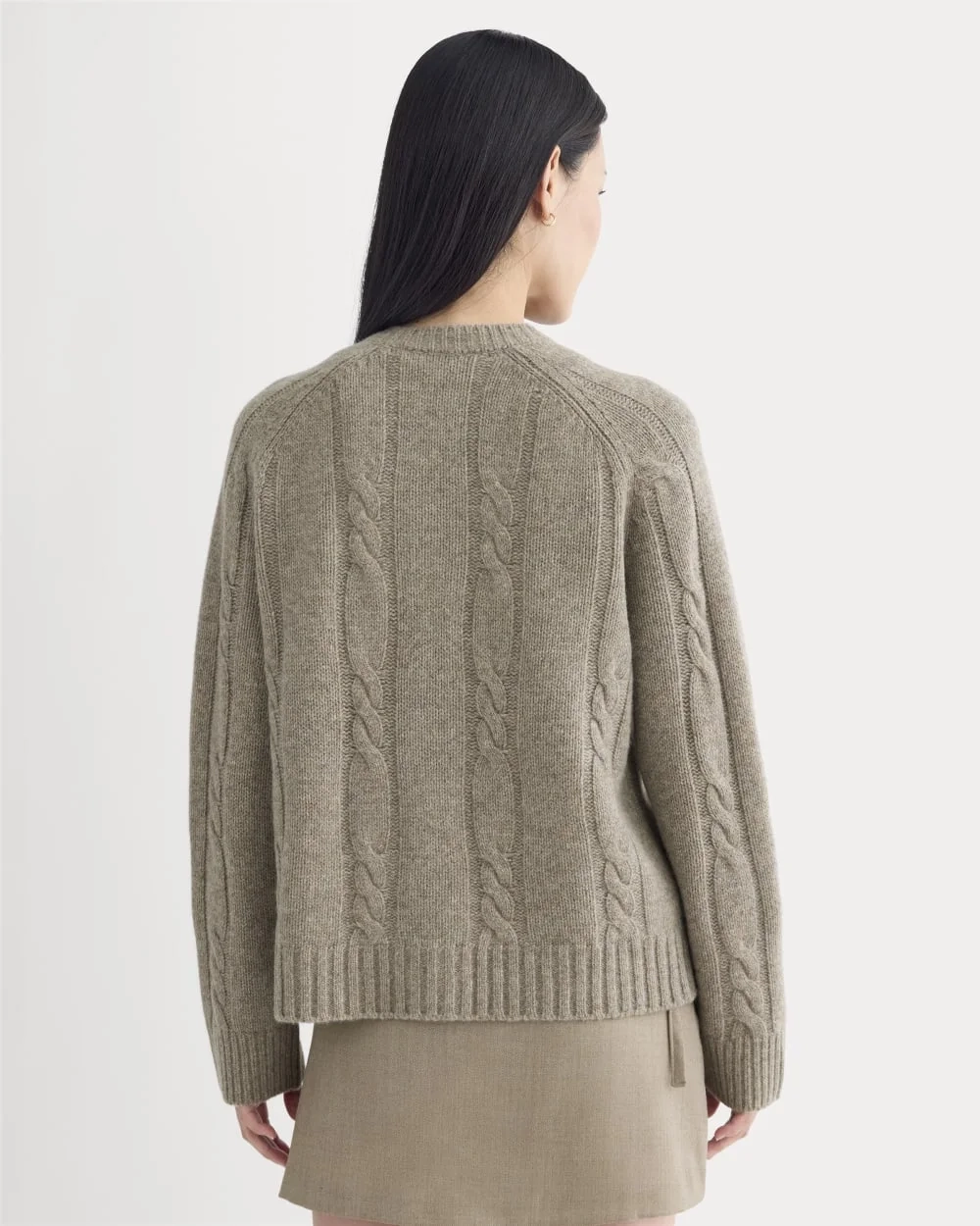 Cable Cardigan in Extrafine Luxe Merino | Heather Soft Taupe (2)