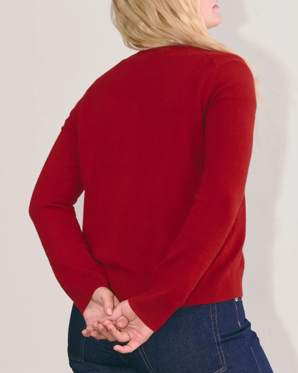 The Classic Cardigan in Cashmere | Berry Red (3)