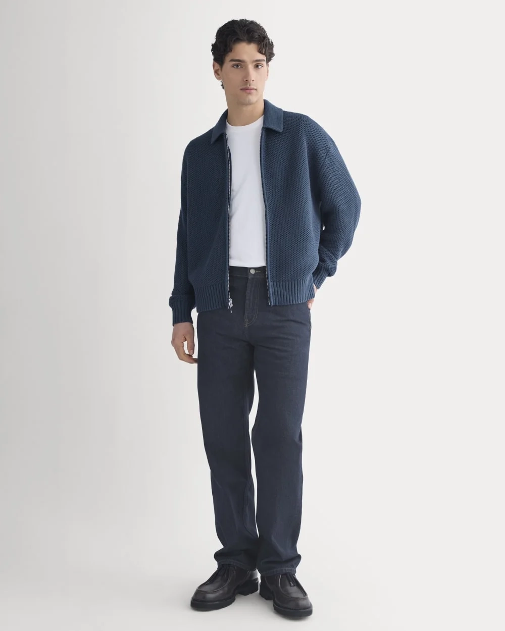Honeycomb Sweater Jacket | Midnight Navy (2)