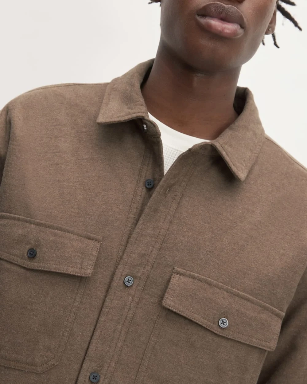 The Flannel Filled Shirt Jacket | Heathered Cocoa Brown (2)