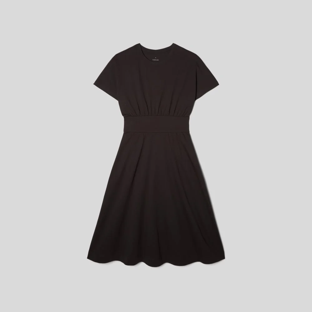 The Organic Cotton Waisted Dress | Black (2)