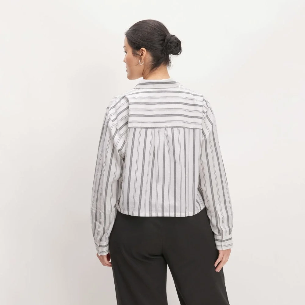 The Way-Short Shirt in Silky Cotton | Bone / Black (3)