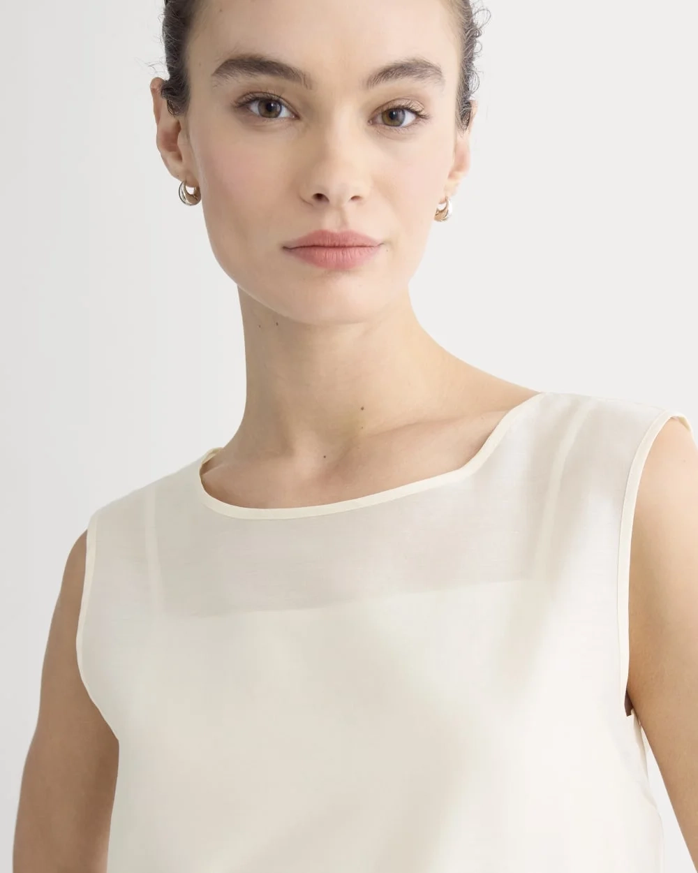 Sleeveless Top in Cotton-Silk Organza | Parchment (3)