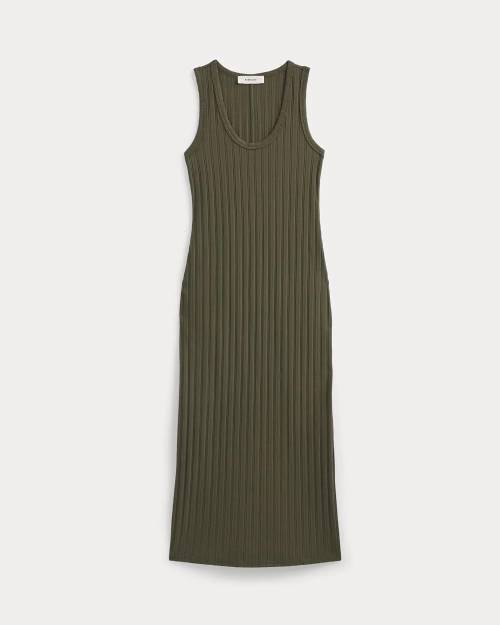 Scoop-Neck Midi Dress in Pointelle Knit | Olive Night (3)