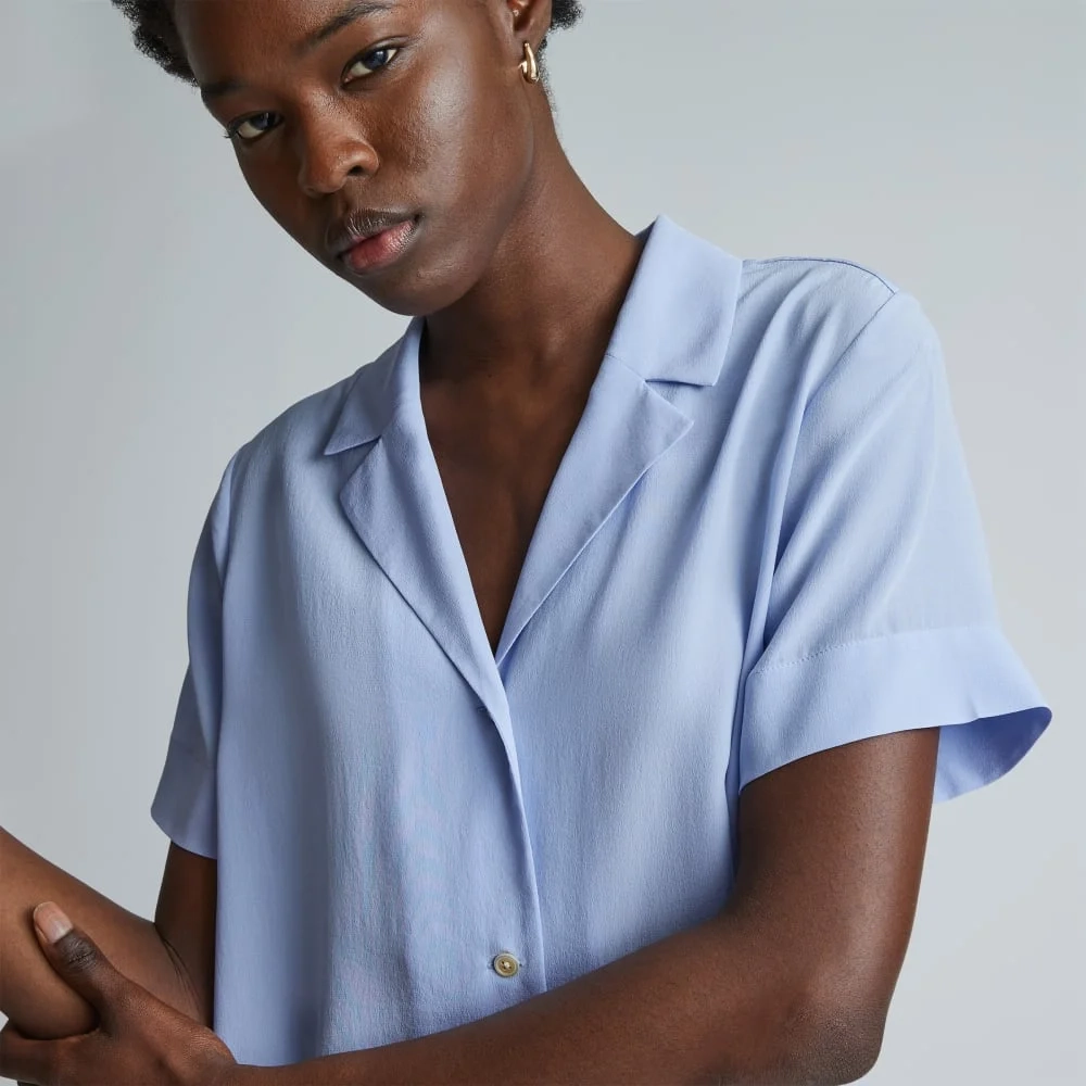 The Notch Shirt in Washable Silk | Periwinkle (2)