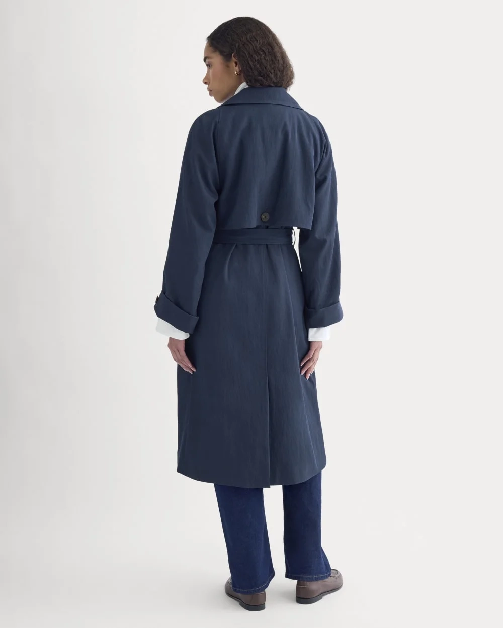 Drapey Twill Trench | Navy (2)