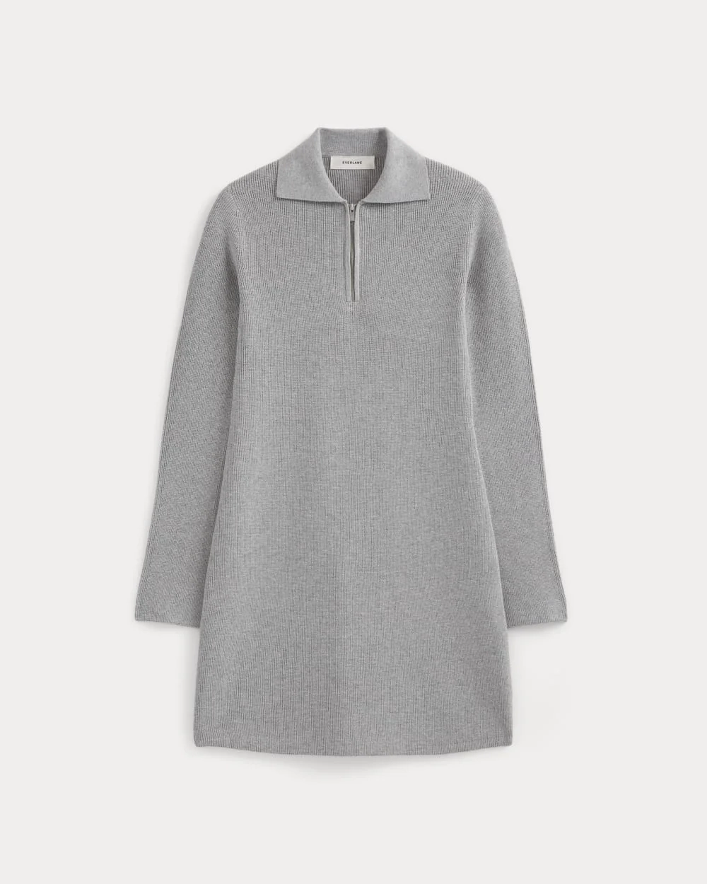 Knit Quarter-Zip Polo Dress | Light Heathered Grey (3)