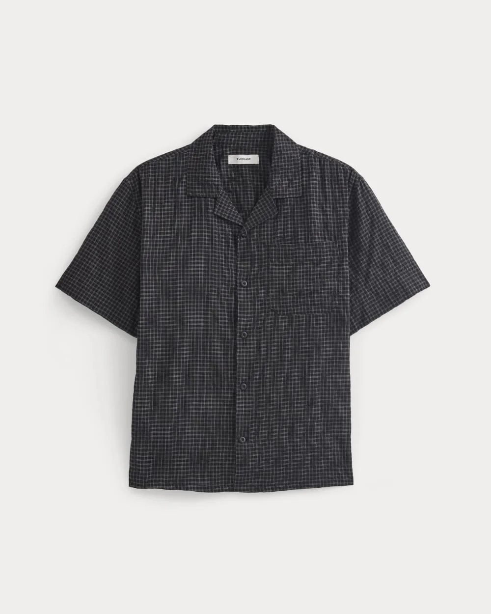 Textured Voile Resort Shirt | Black Plaid (5)