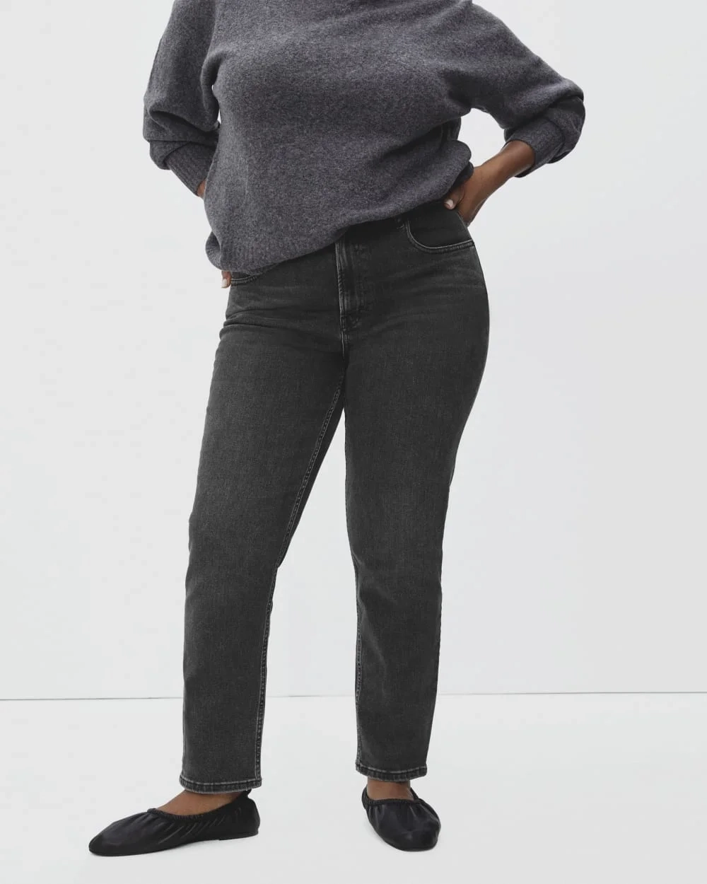 The Curvy Cheeky® Straight Jean | Washed Black | 26.5" Inseam (2)