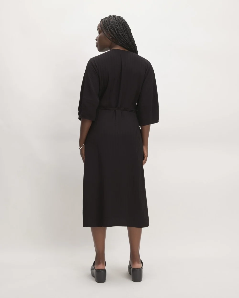 The City Stripe Wrap Dress | Black (3)