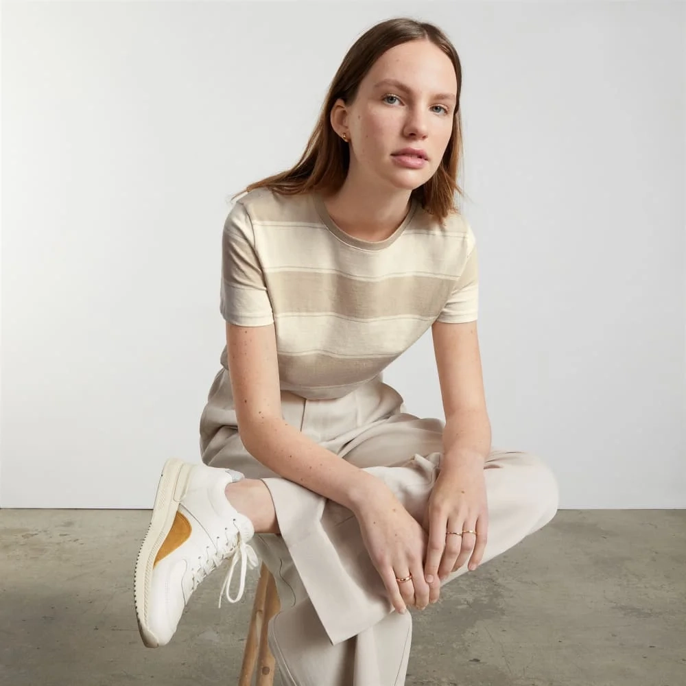 The Box-Cut Tee in Essential Cotton | Pale Khaki / Canvas Tan | No Pocket (2)
