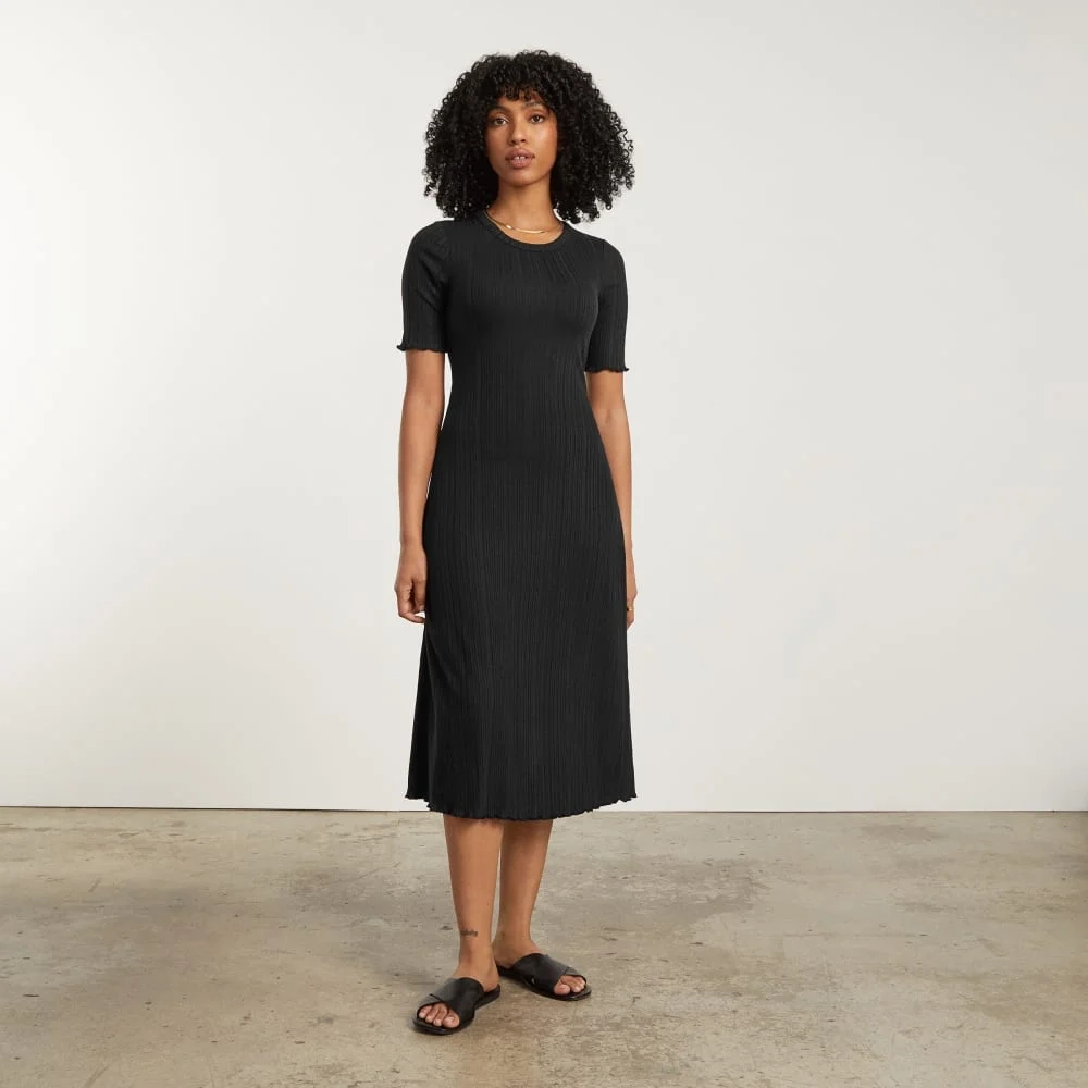 The Open Back Rib Dress | Black (2)