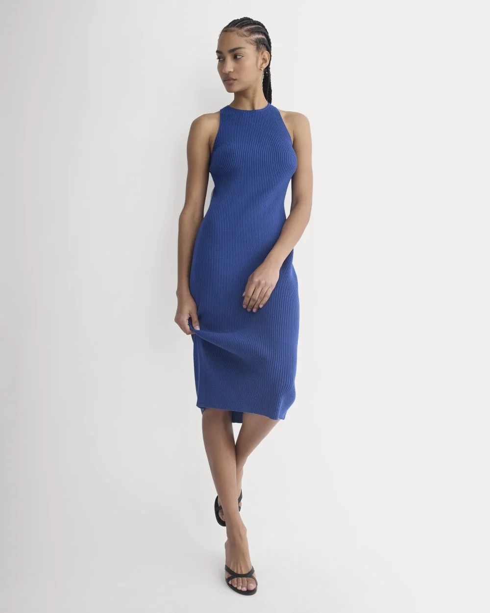 Cutaway Ribbed Midi Dress | Estate Blue (2)