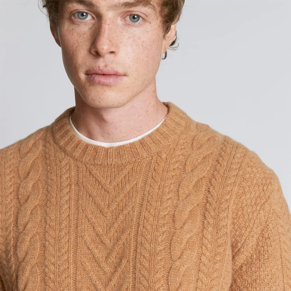 The Felted Merino Cable-Knit Crew | Cappuccino (2)