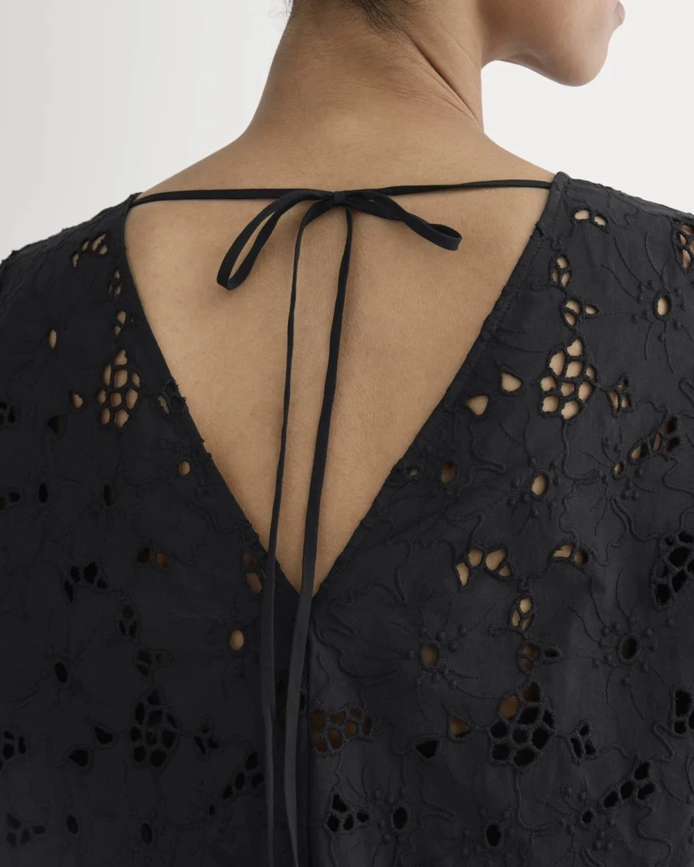 The Eyelet Mini Shift Dress | Black (2)