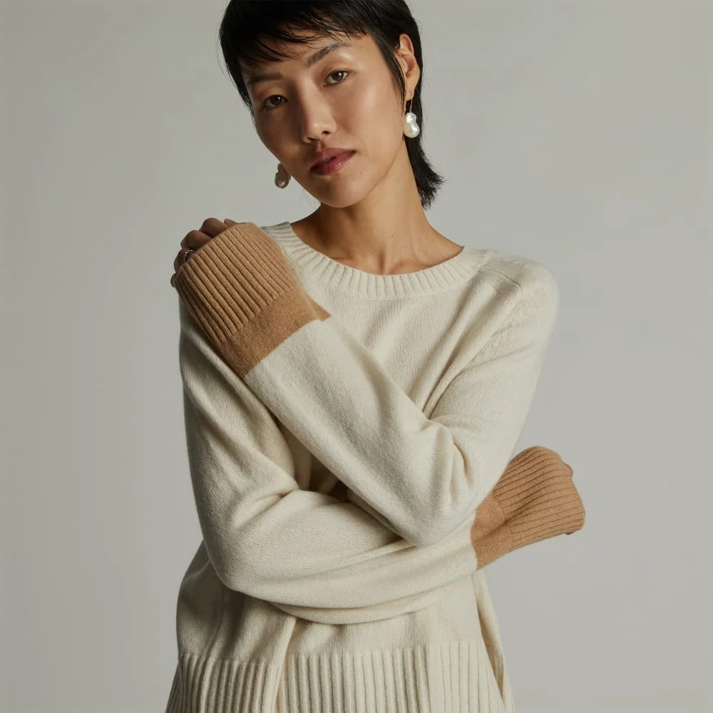 The Cashmere Boxy Crew | Bone / Light Camel (2)
