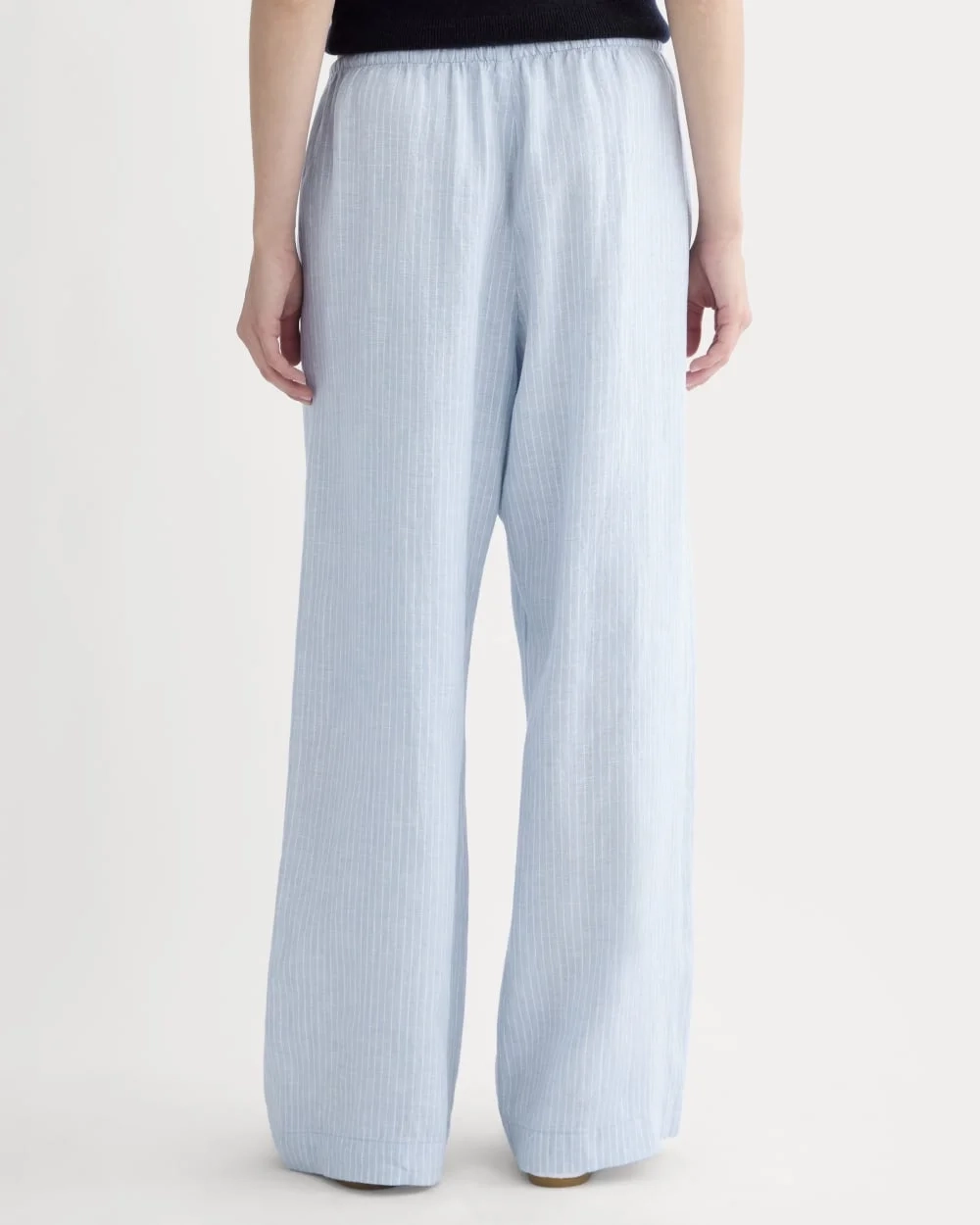 The Drawstring Pant in Linen | Sky Blue / White (2)