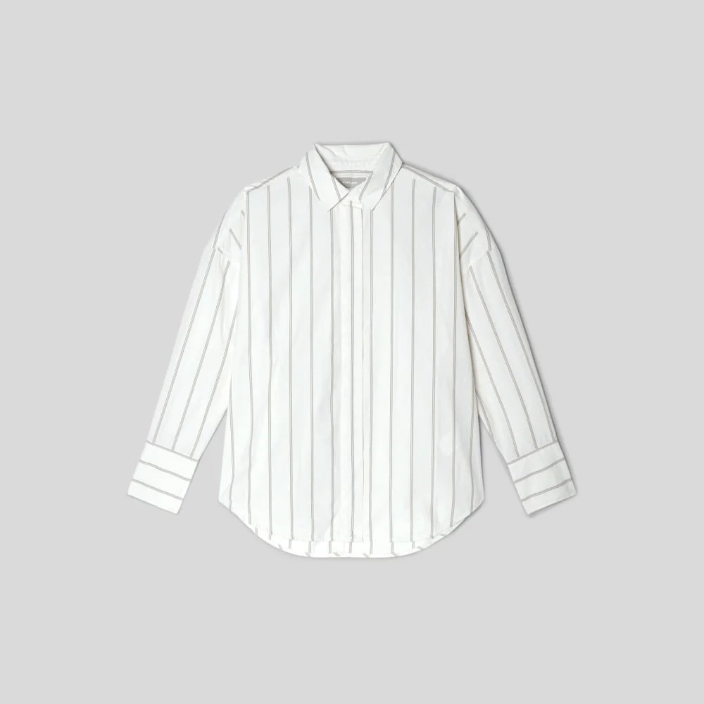 The Oversized Poplin Shirt | Black / Canvas Tan (2)