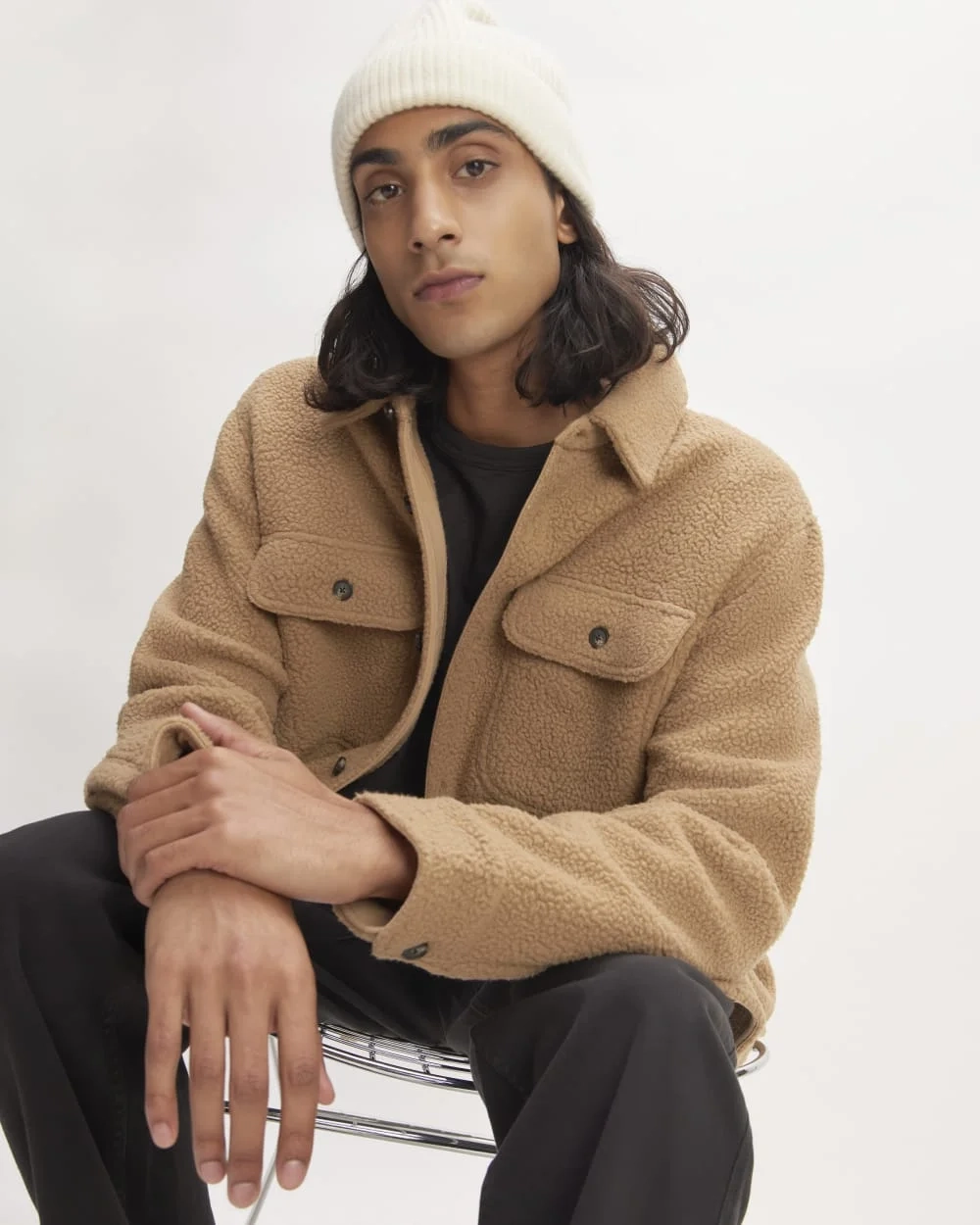 The Cashmere Fine Rib Beanie | Bone (2)