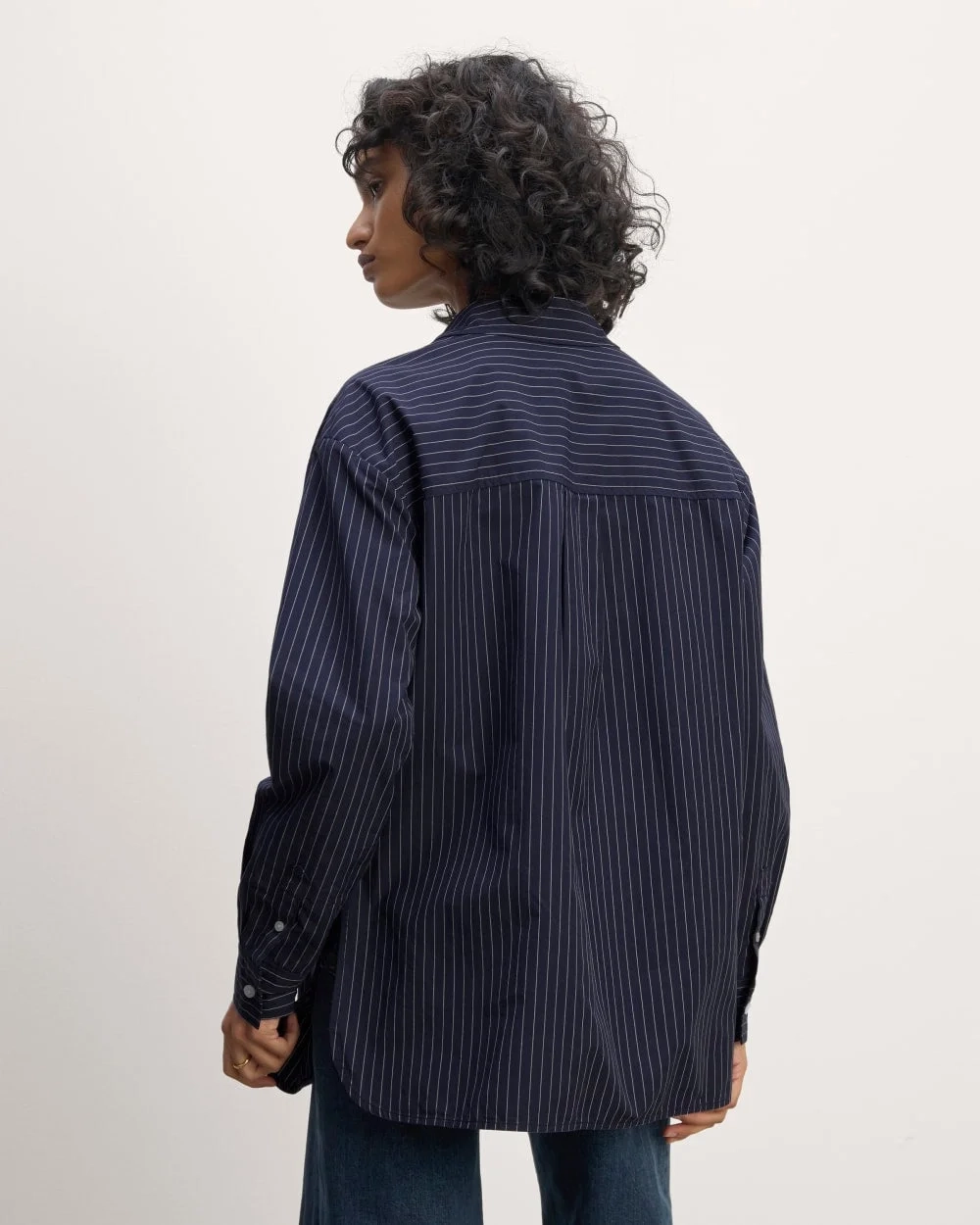The Supima® Cotton Boyfriend Shirt | Navy / White (3)