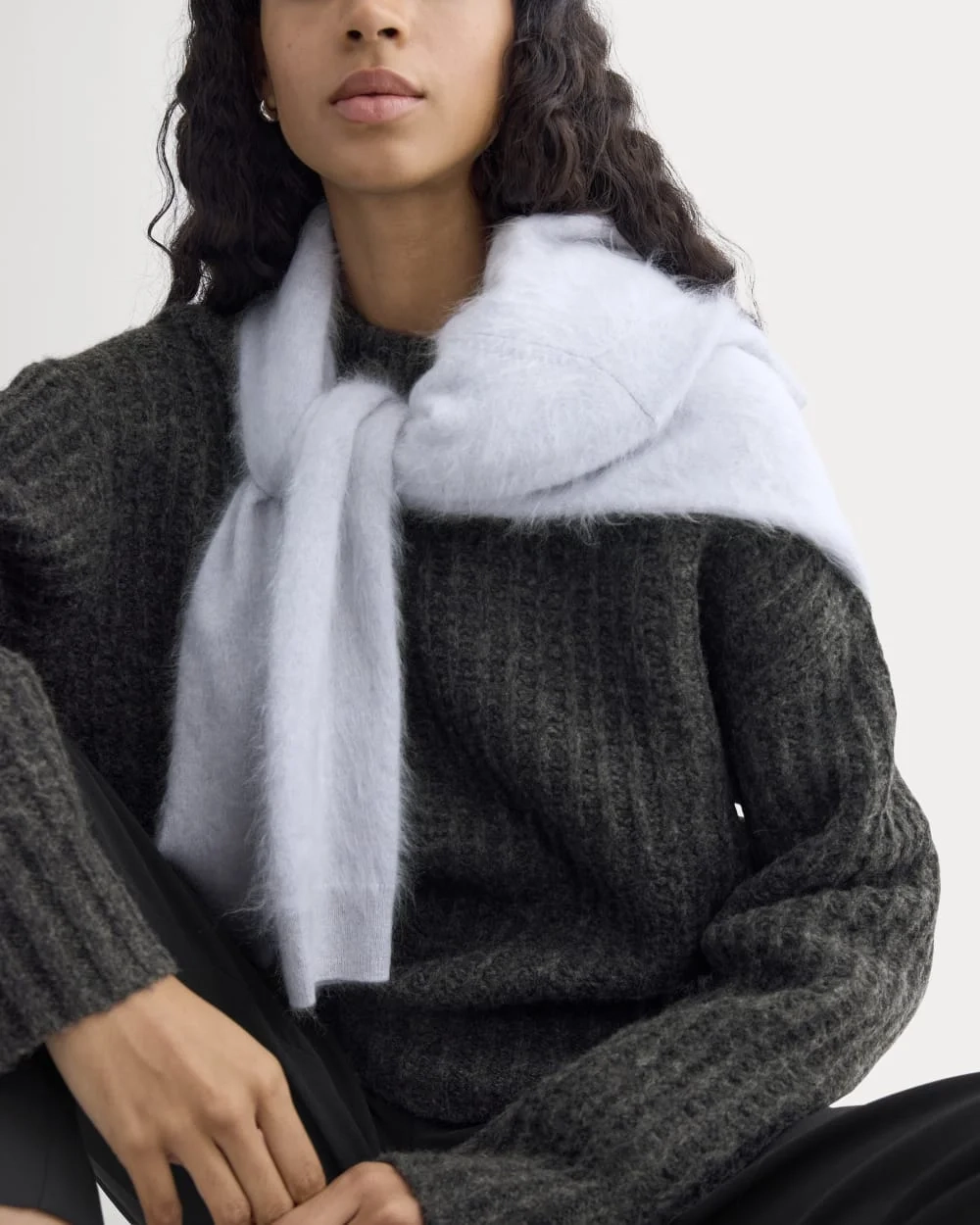 Waffle Sweater in Cloud | Heathered Soot (2)