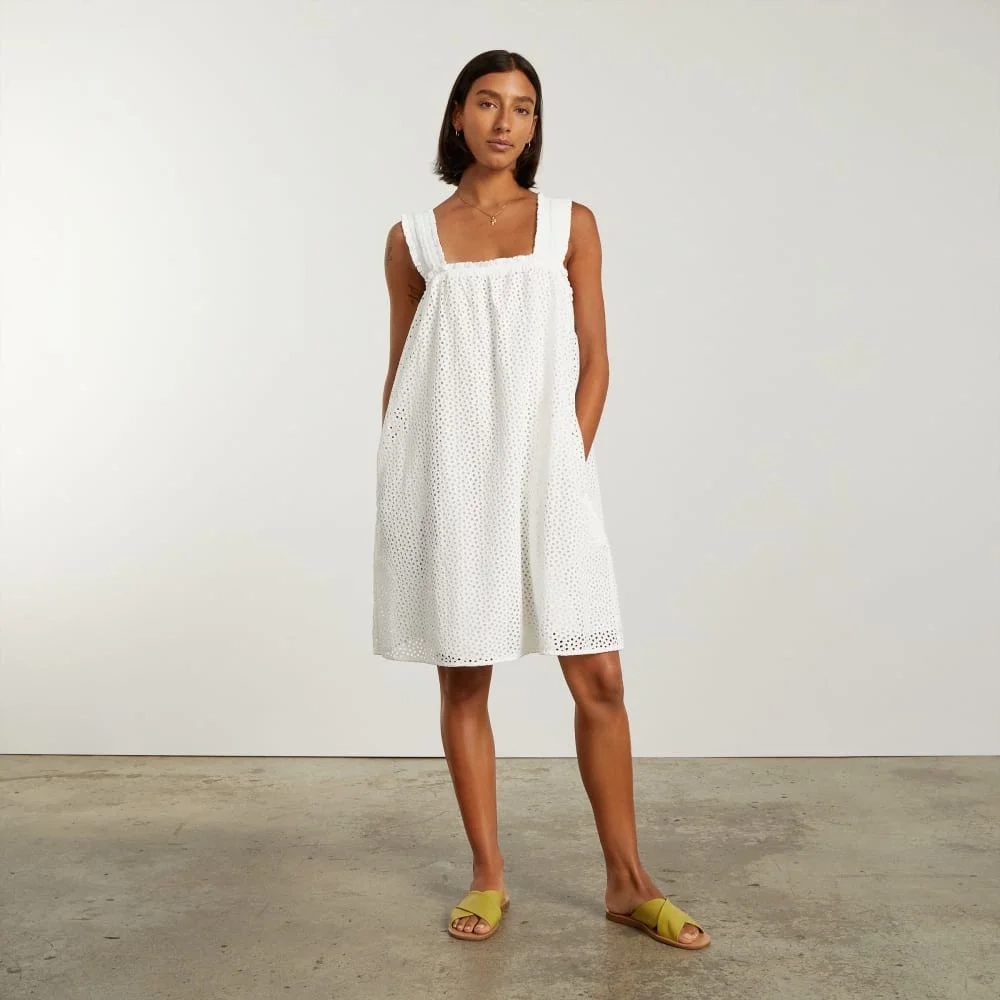 The Eyelet Smock Dress | White (2)
