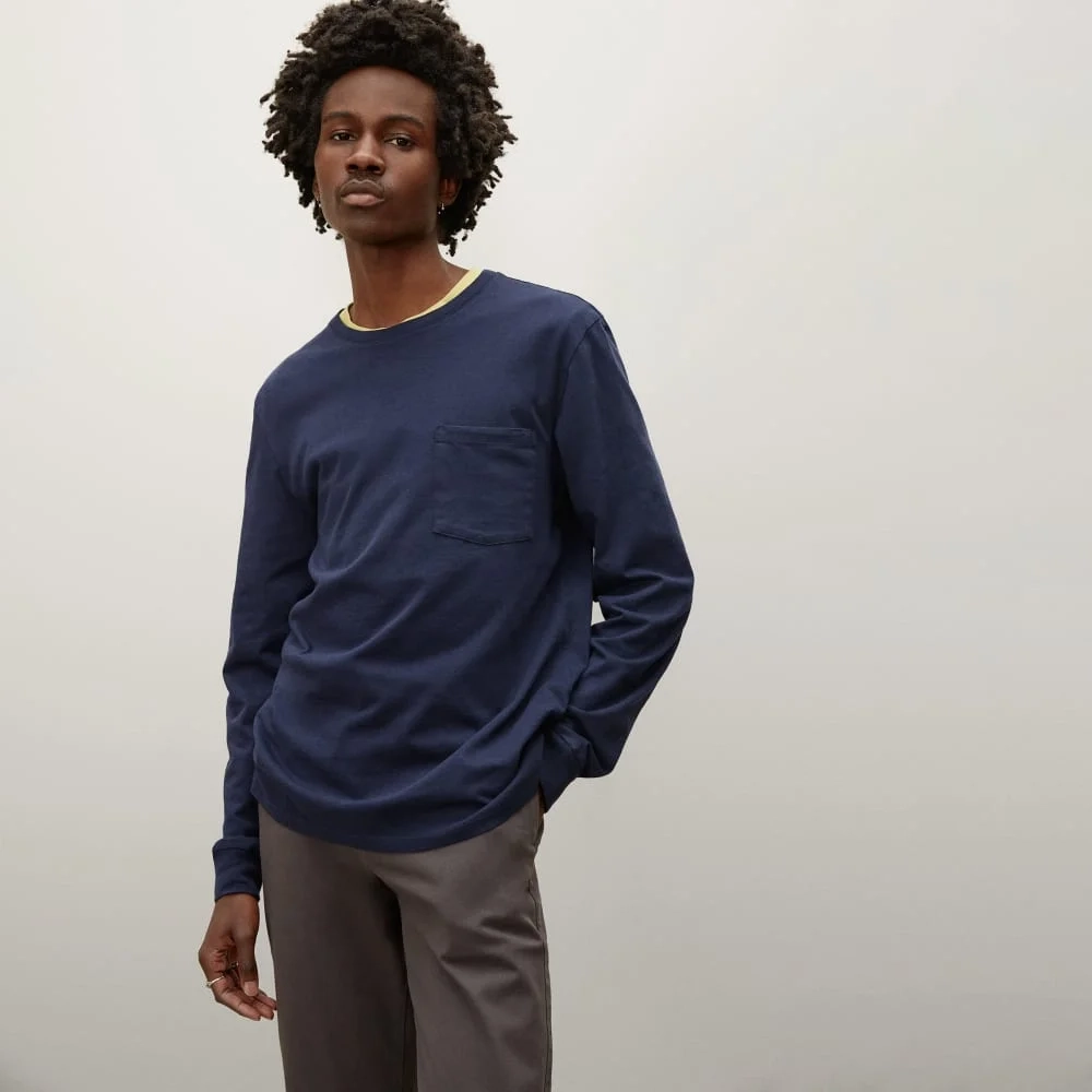 The Organic Cotton Long-Sleeve Pocket Tee | Deep Navy (2)
