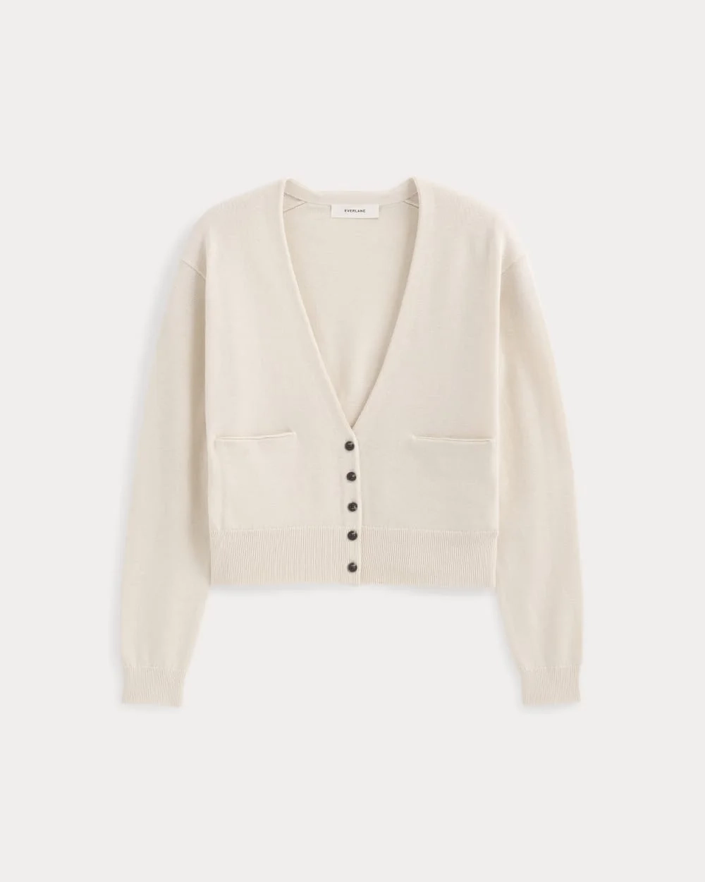 Deep V-Neck Cardigan in Cotton Merino | Canvas (2)